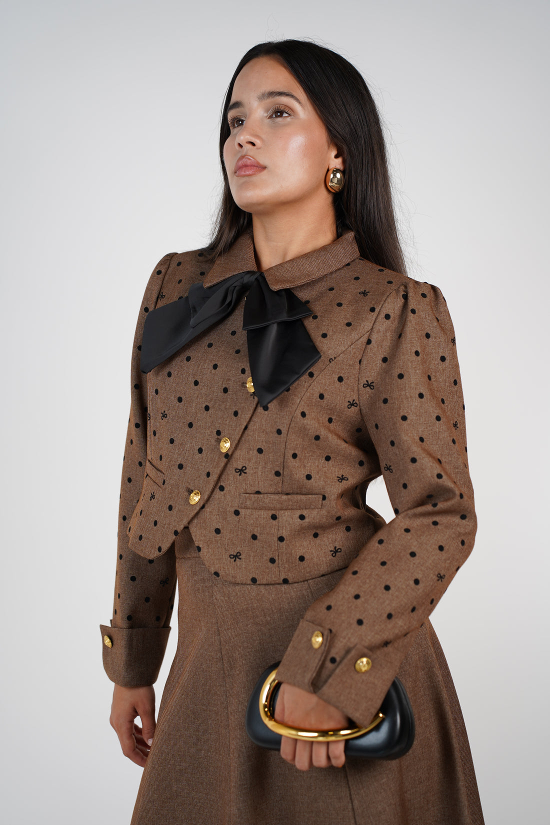 Yolanda Set – Polka Dot Blazer & Midi Skirt