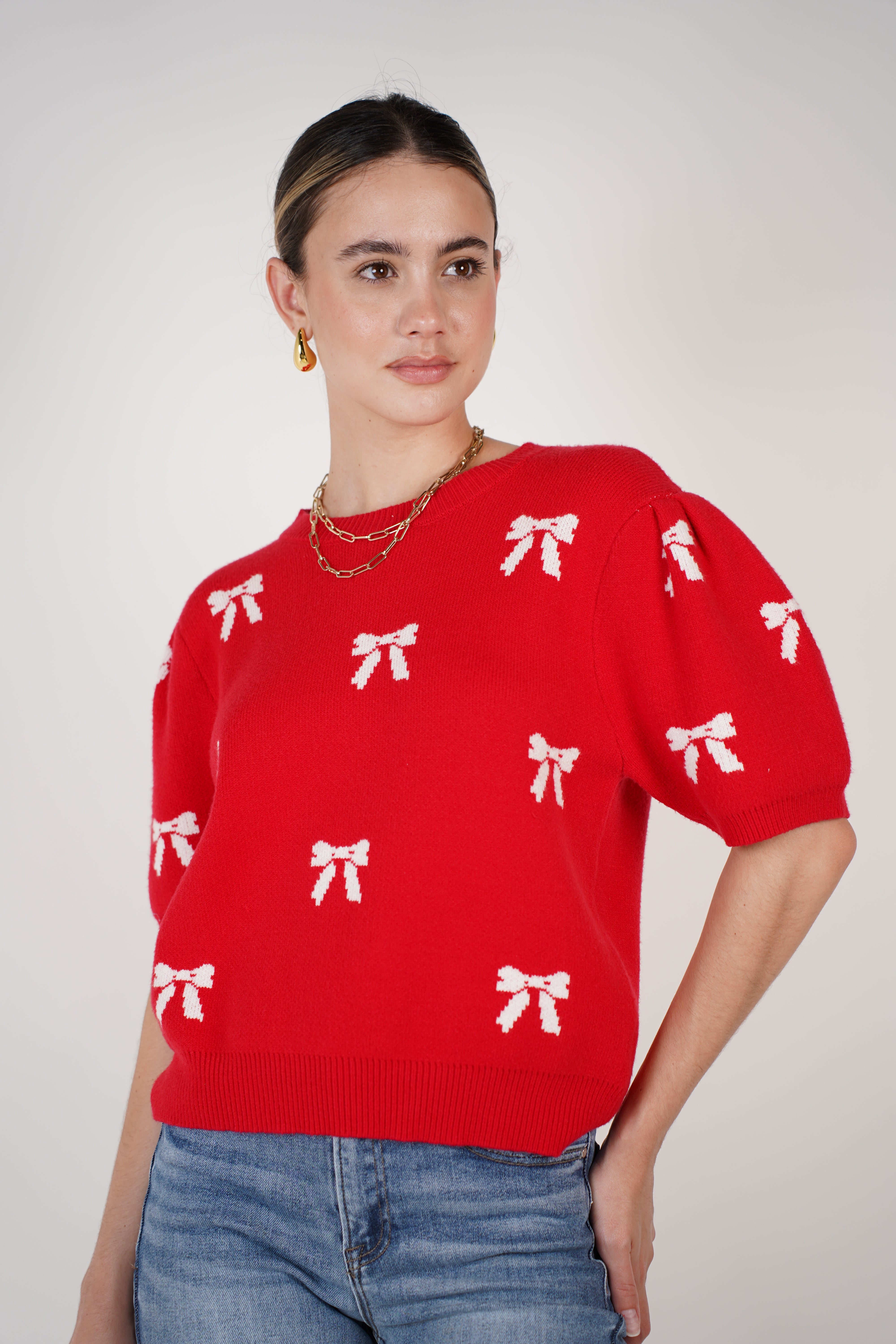 Aimee Bow Sweater – Sweet, Soft, and Statement-Making