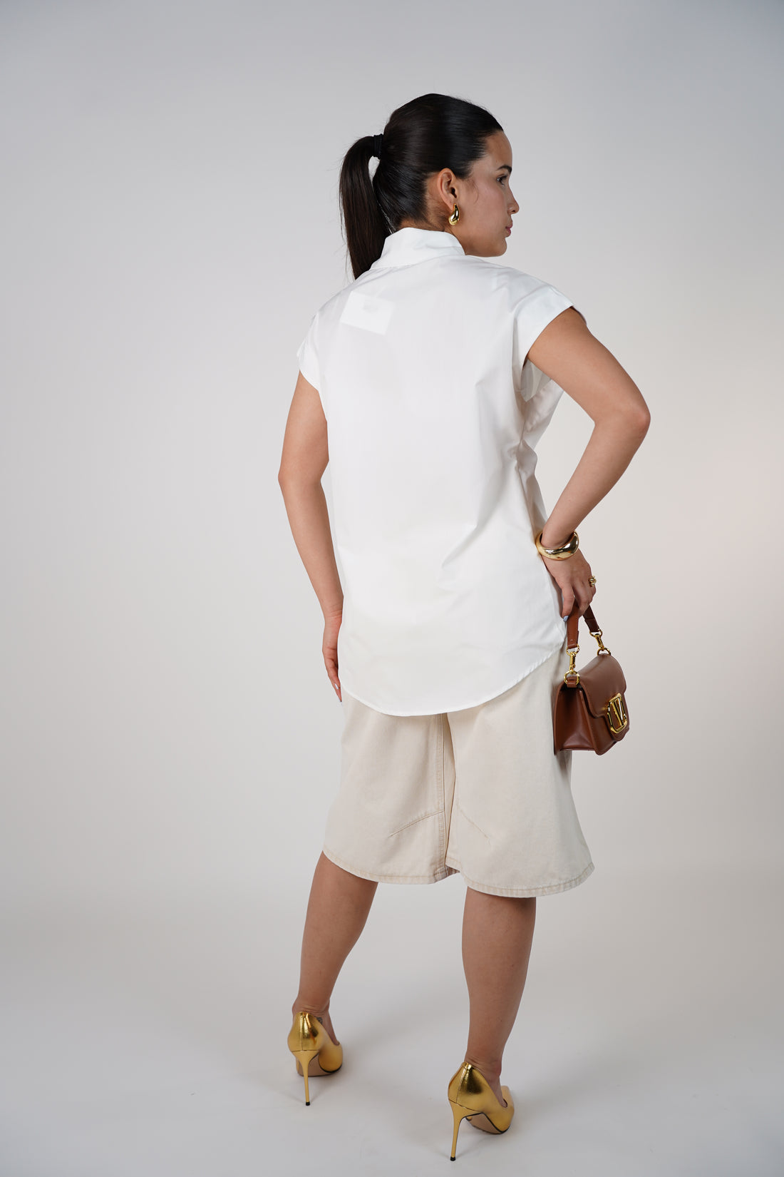 Risa Button Down – Modern Cut with Statement Gem Buttons
