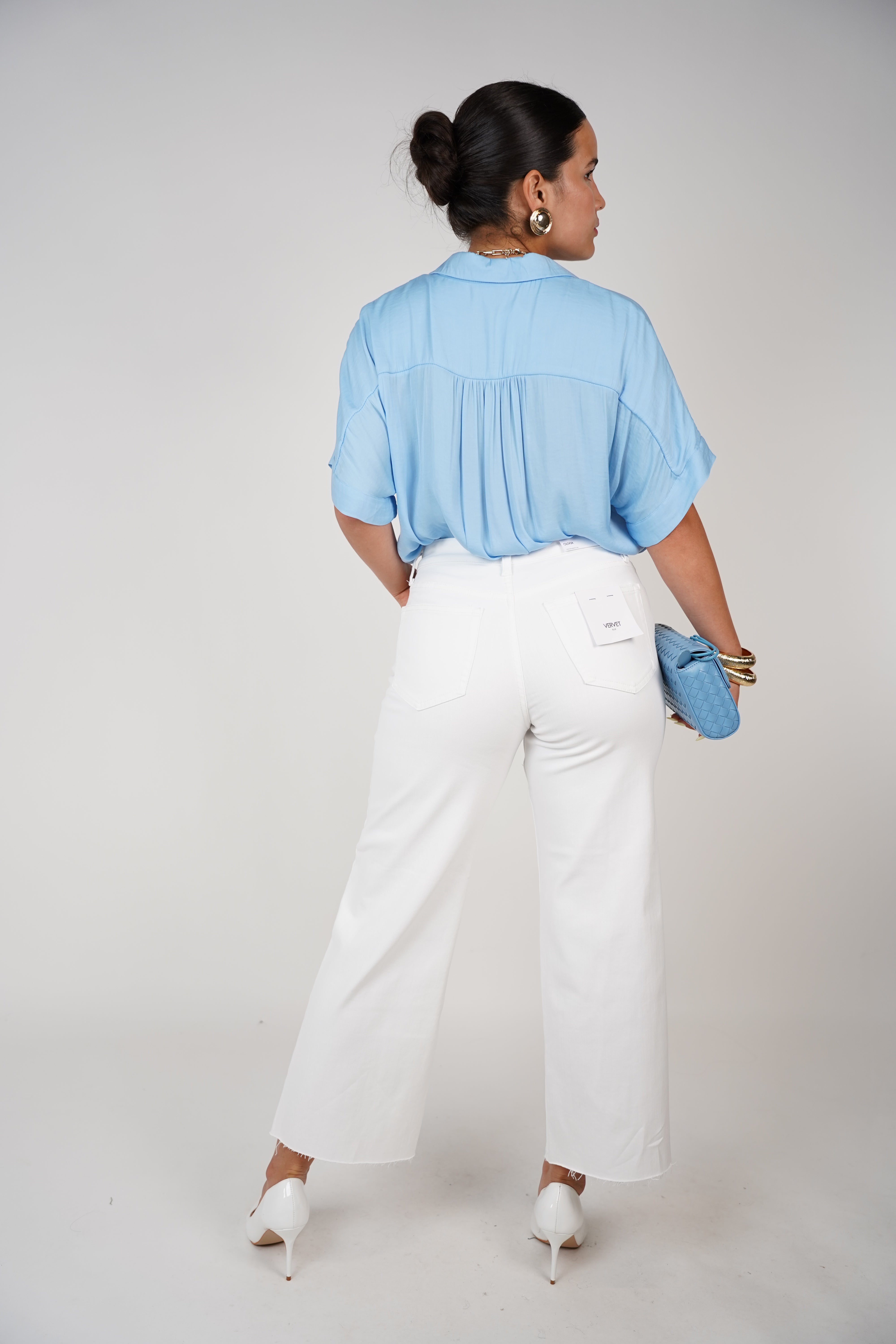 Yolanda Wide Leg Jean – Crisp White Denim with Clean Cut
