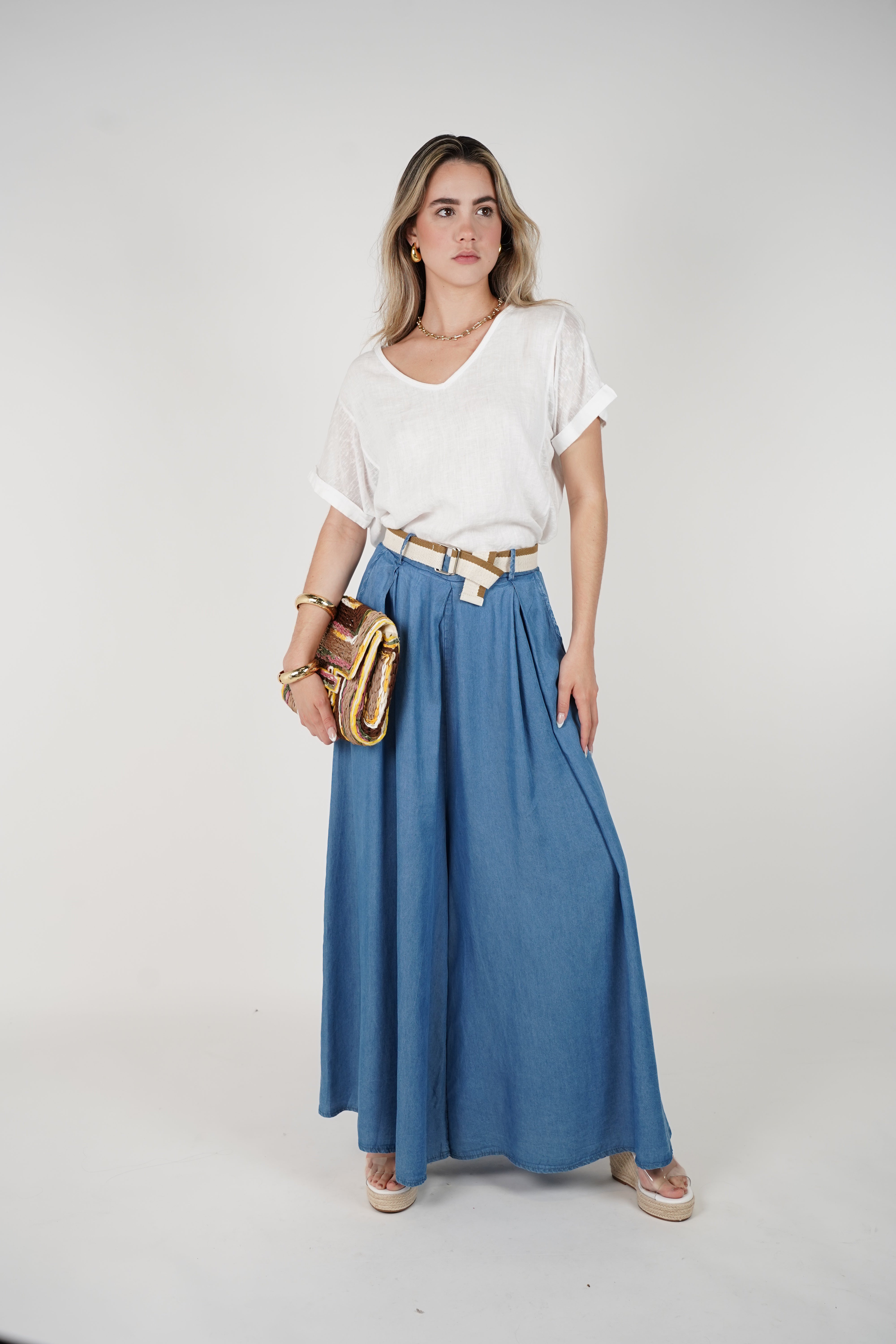 Vionne Belted Pants – Effortless Wide-Leg Style with Included Belt