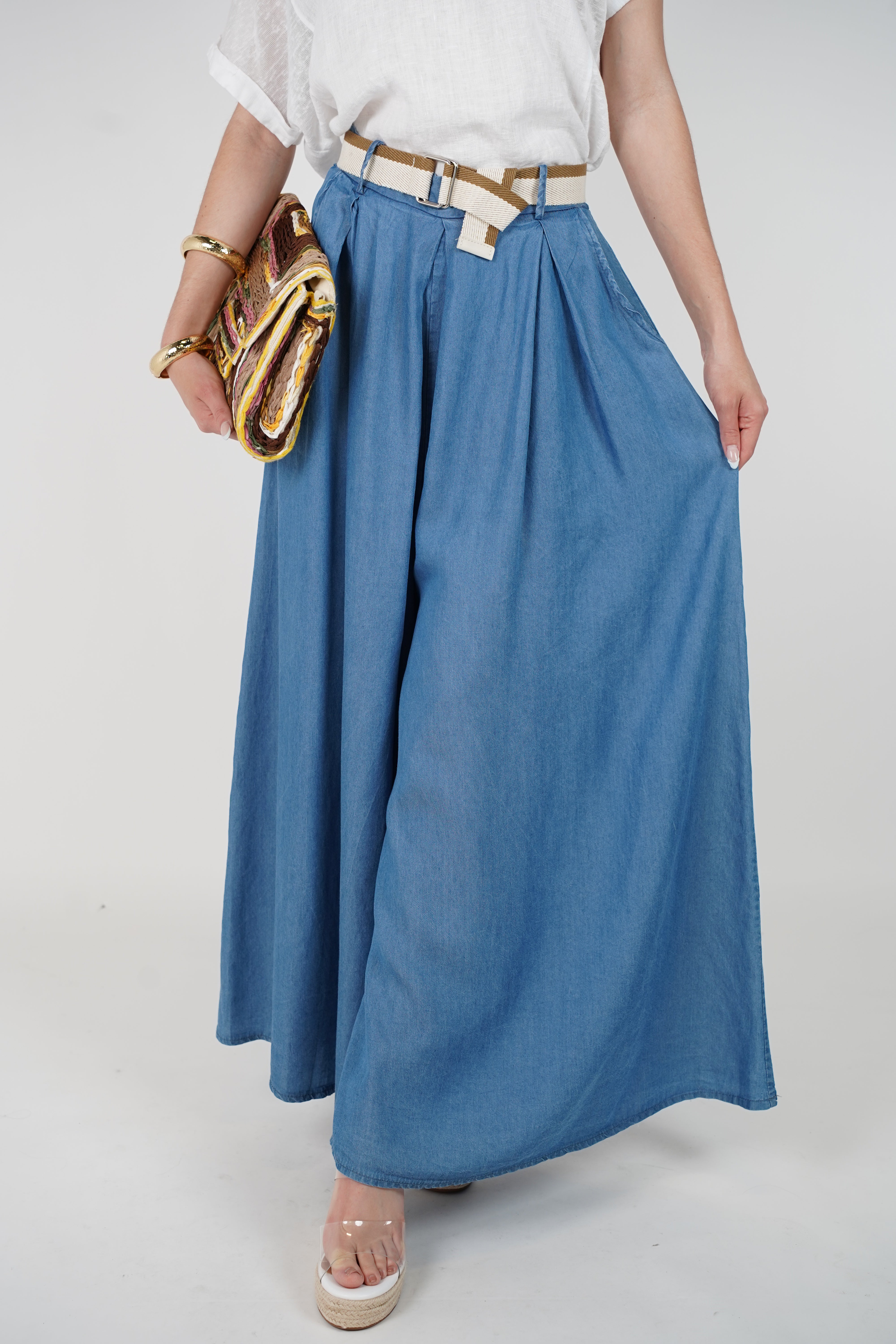 Vionne Belted Pants – Effortless Wide-Leg Style with Included Belt