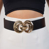 Elaroux Metallic Belt – Sculpted Statement Buckle