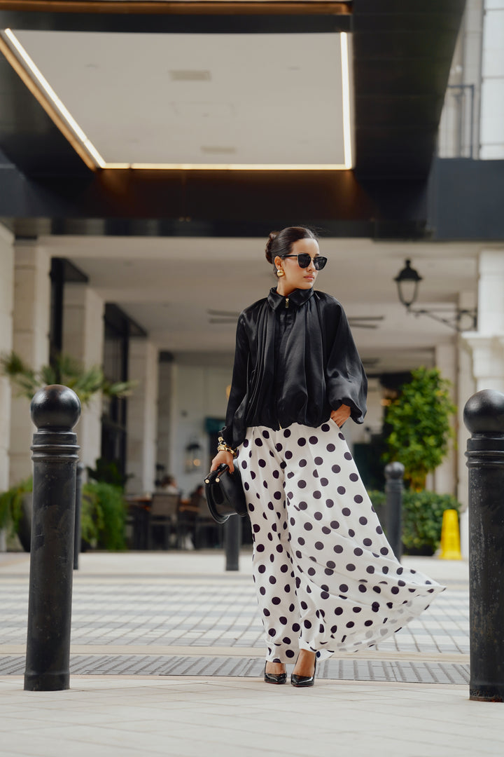 Cami Satin Bubble Bomber Jacket – Luxe Shine Meets Effortless Drama