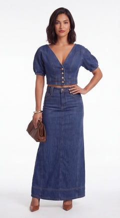 Keylayen Denim Skirt Set